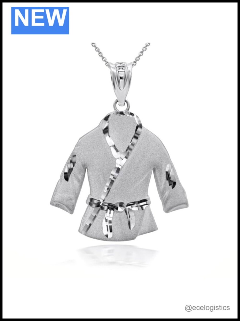 Sterling Silver Karate Robe 3D Charm Pendant